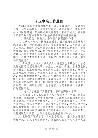 X卫生院工作总结