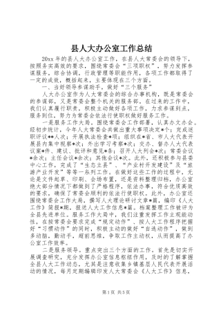 县人大办公室工作总结 