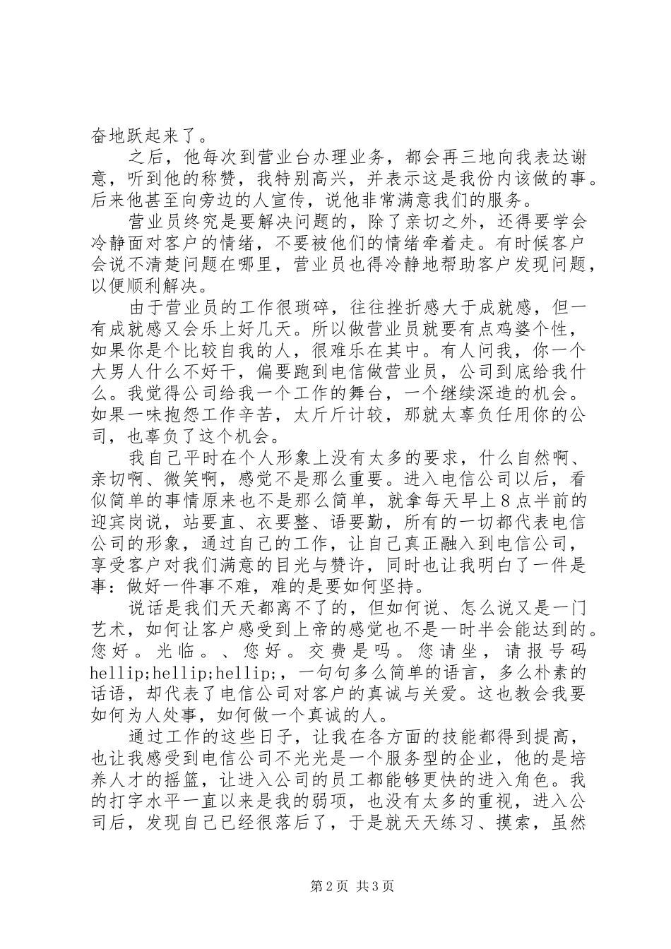 XX年电信公司统计员个人总结范文_第2页