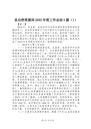 县自然资源局20XX年度工作总结5篇（1）
