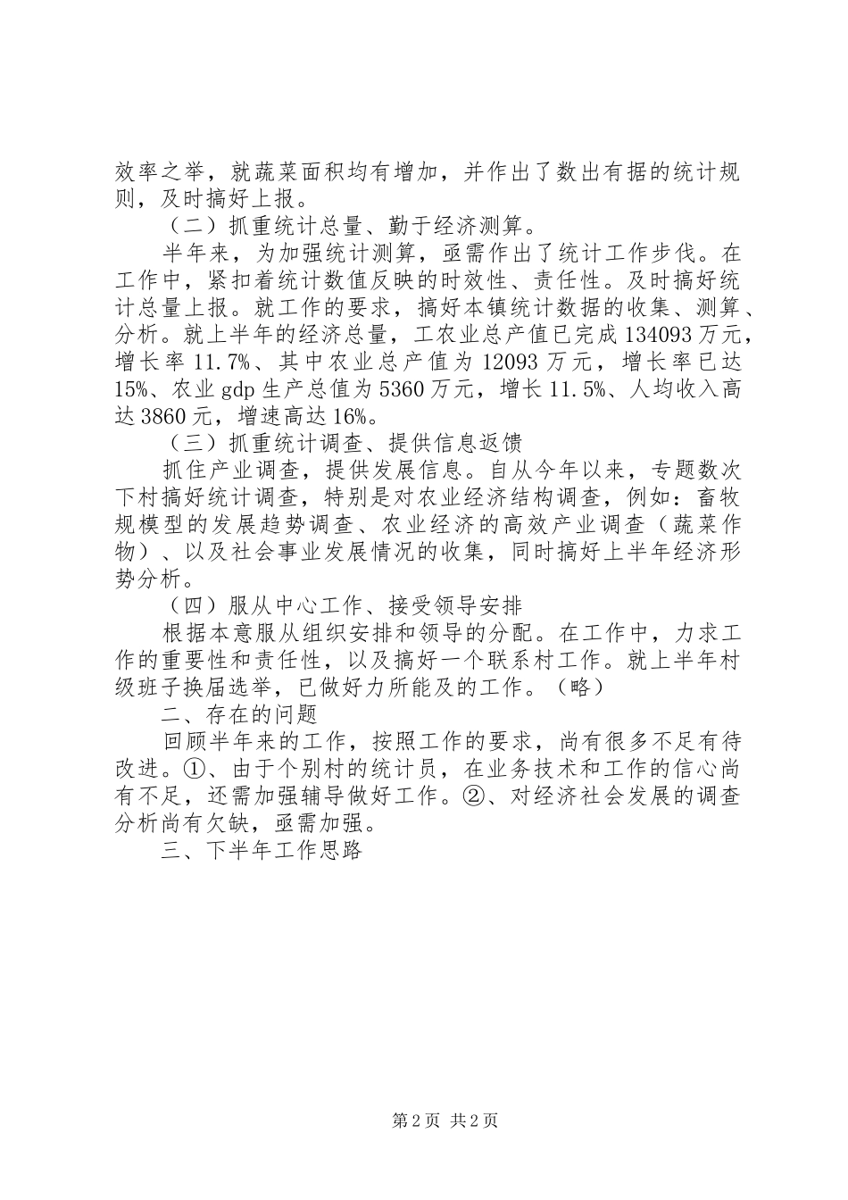 乡镇统计工作半年总结 _第2页