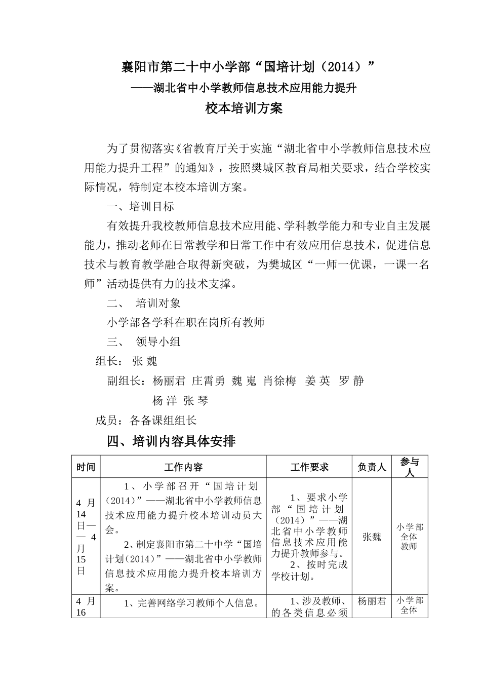 信息技术应用能力提升校本培训方案_第1页