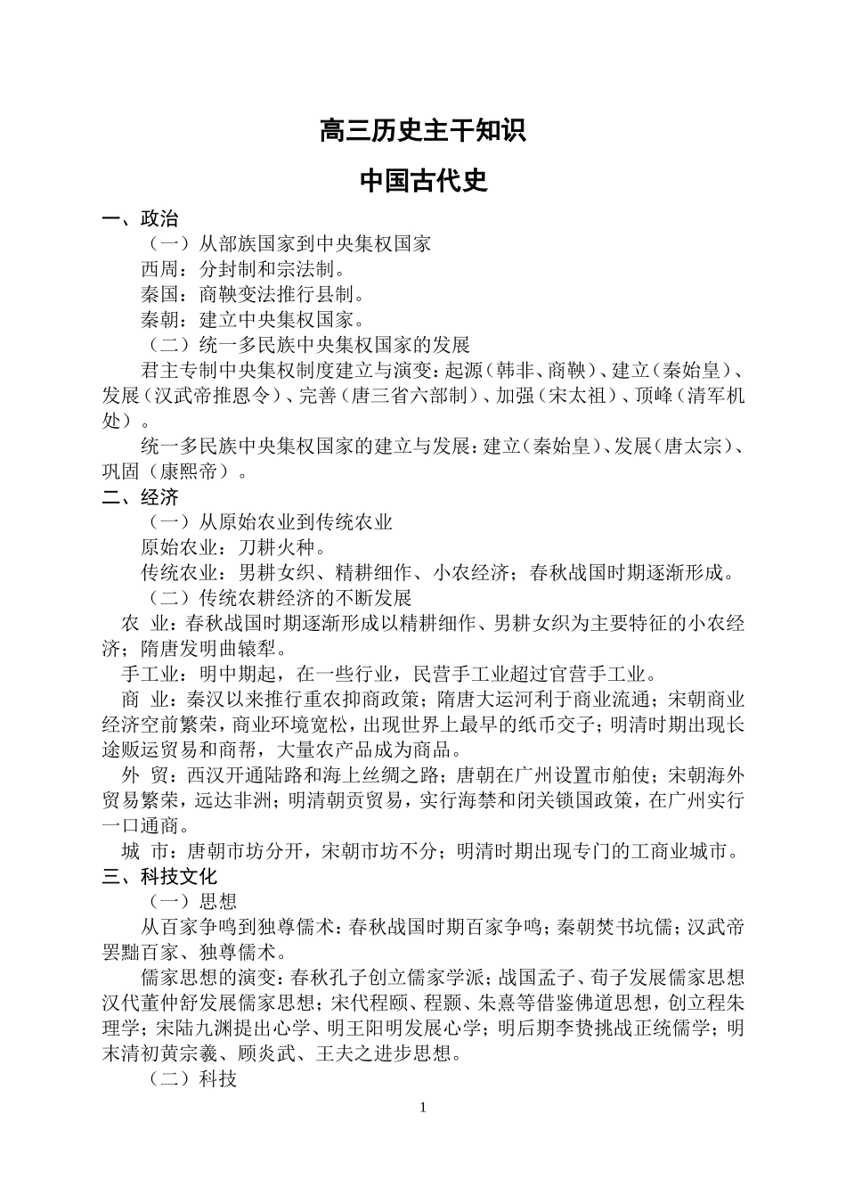 高三历史主干知识_第1页