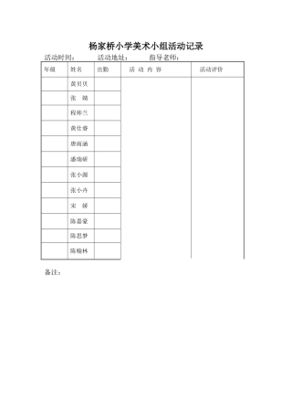 杨家桥小学你美术小组活动记录