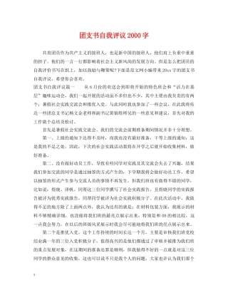 团支书自我评议2000字 