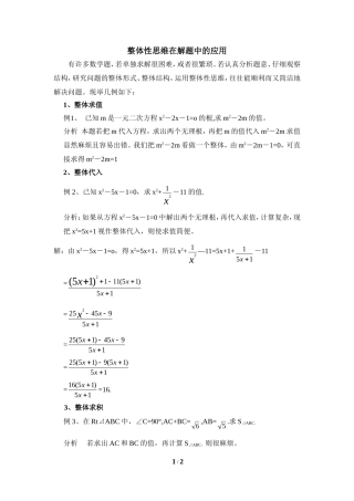 整体性思维在解题中的应用