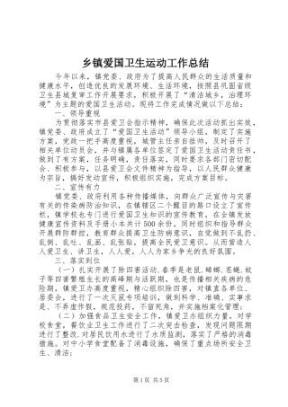 乡镇爱国卫生运动工作总结 