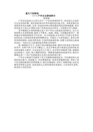 徐伟群户外自主游戏报道