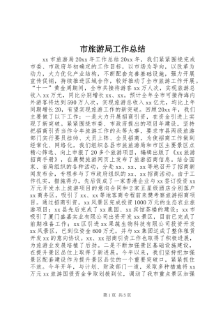 市旅游局工作总结 