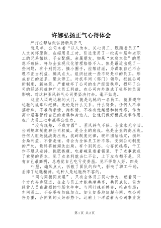 许娜弘扬正气体会心得
