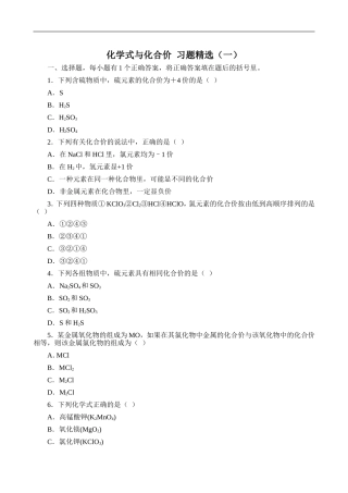 化学式与化合价__习题精选