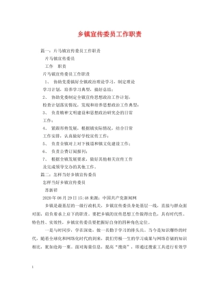 乡镇宣传委员工作职责