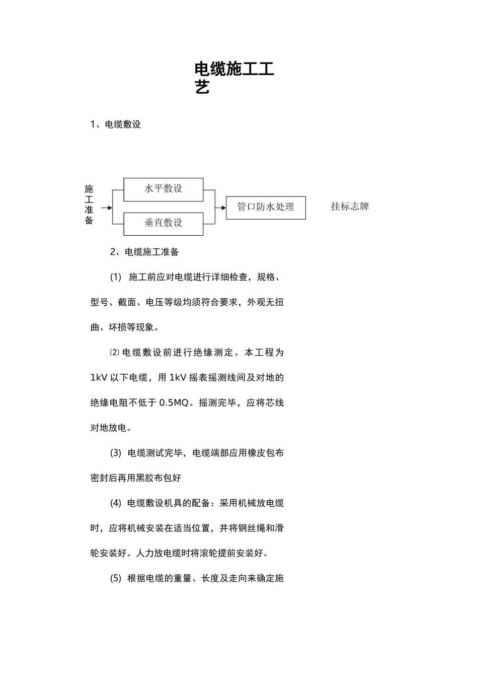 电缆施工工艺_第1页