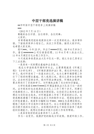 中层干部竞选演讲稿范文 (2)