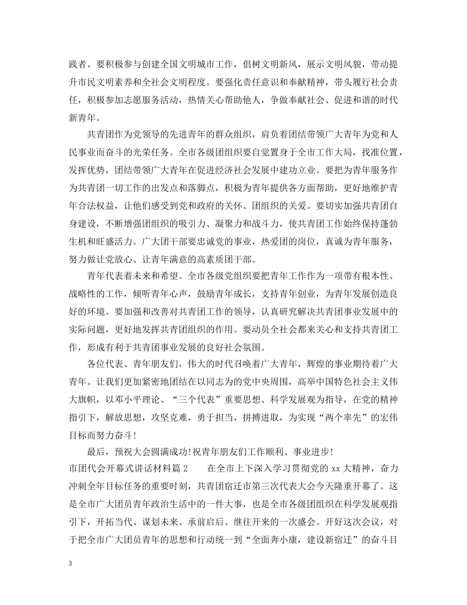 市团代会开幕式讲话材料 _第3页