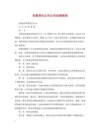 有限责任公司公司治理准则 