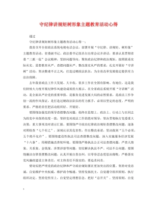 守纪律讲规矩树形象主题教育活动心得 