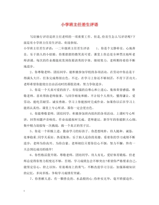 小学班主任差生评语2 