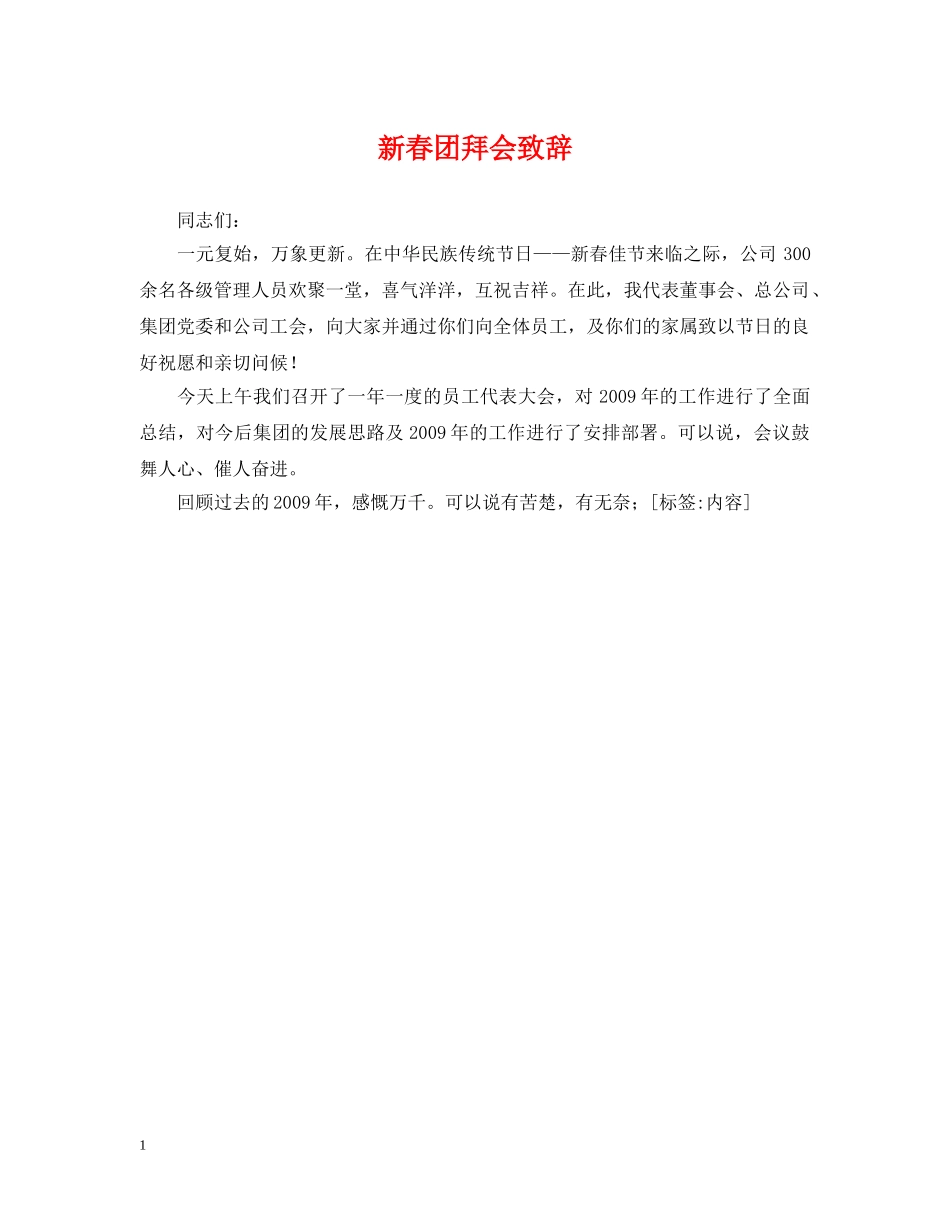 新春团拜会致辞 _第1页
