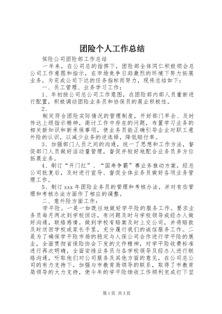 团险个人工作总结 
