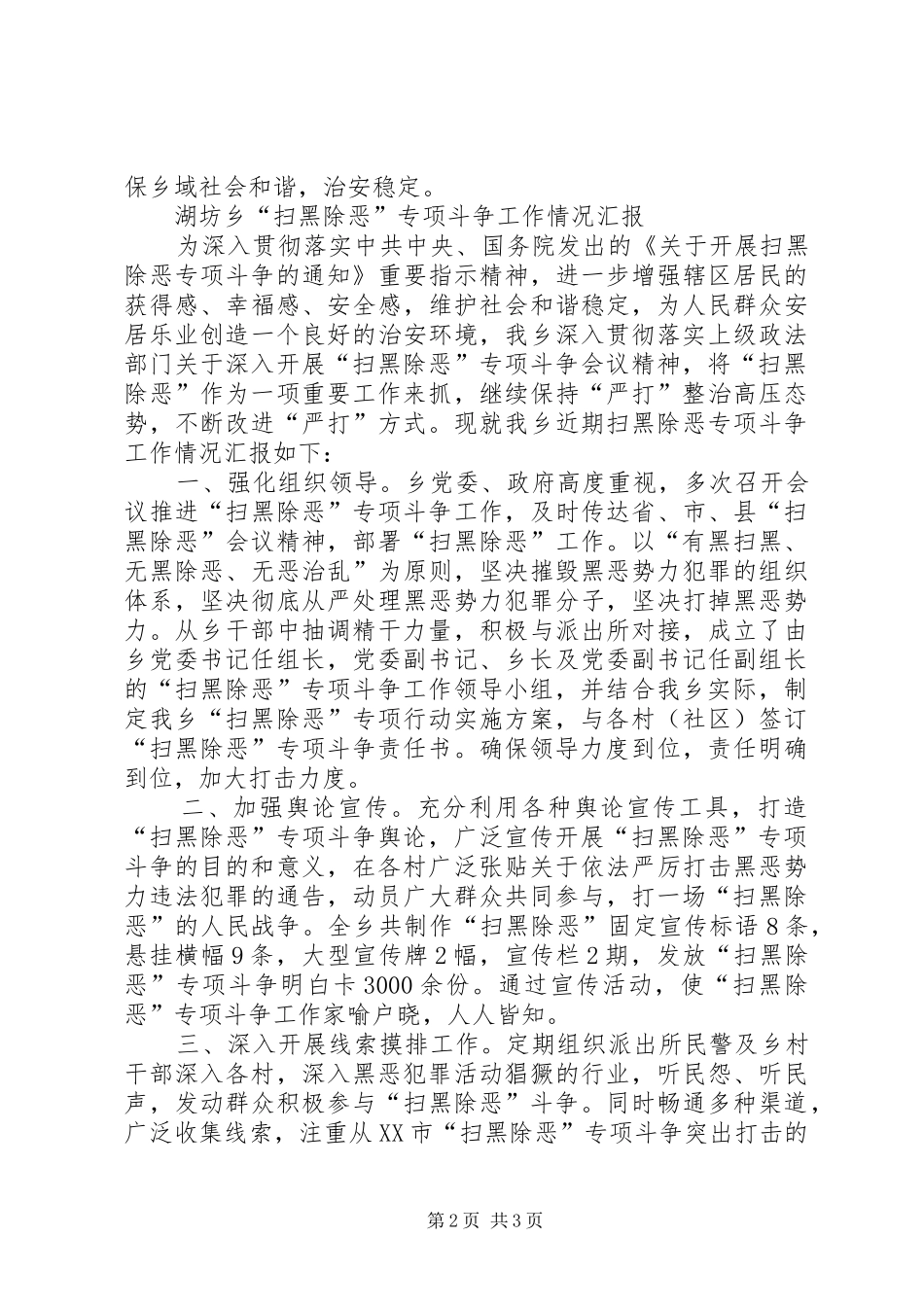 乡镇扫黑除恶专项斗争202X年工作总结_第2页