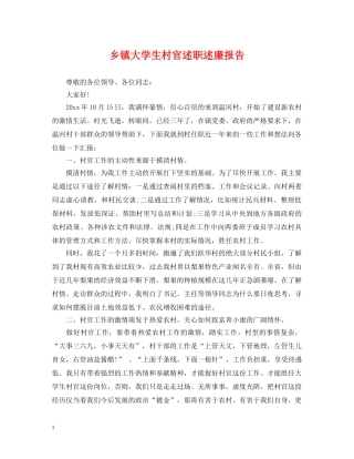 乡镇大学生村官述职述廉报告