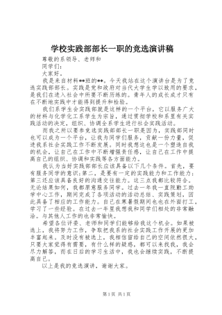 学校实践部部长一职的竞选演讲稿范文