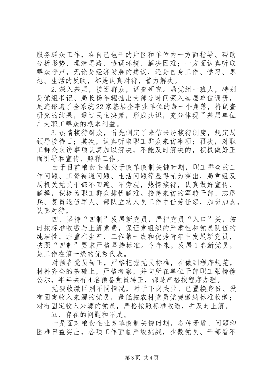 县粮食局半年党建工作总结 _第3页