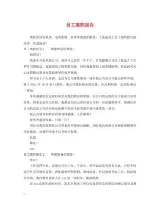 员工离职报告 