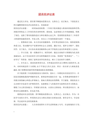 团员民评议表 