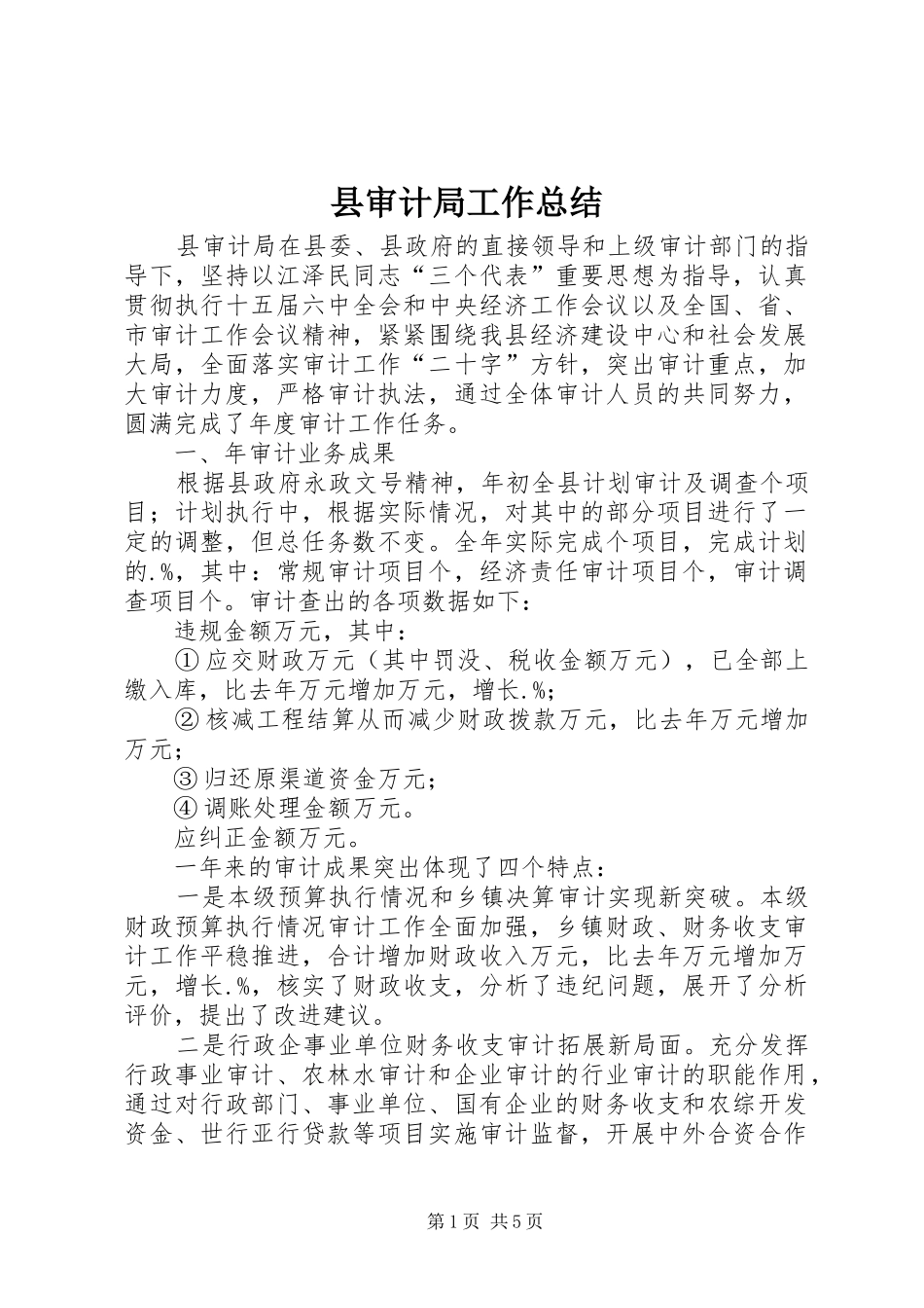 县审计局工作总结 _第1页
