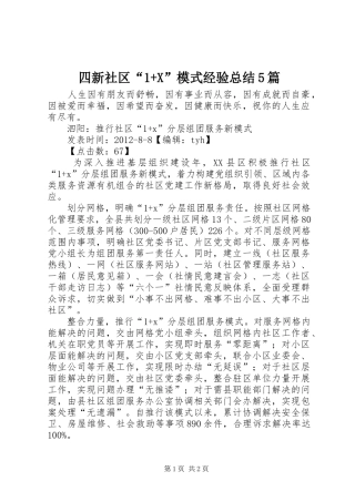 四新社区“1+X”模式经验总结5篇 