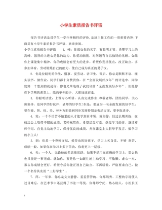 小学生素质报告书评语2 