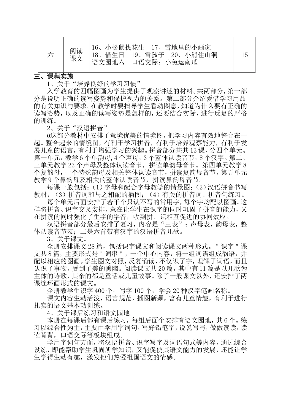 小学语文一年级上册课程纲要_第3页