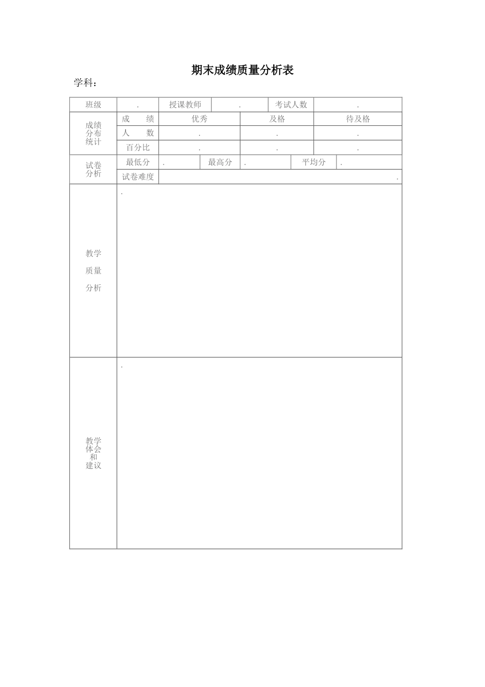 期末成绩质量分析表_第1页