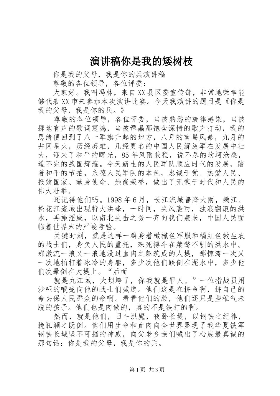 演讲你是我的矮树枝_第1页