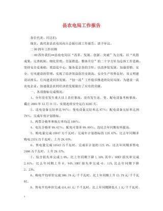 县农电局工作报告 