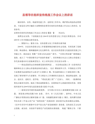 县领导在组织宣传统战工作会议上的讲话 