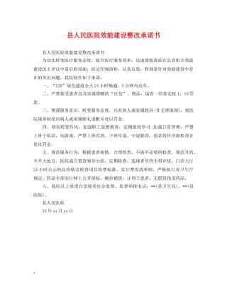县人民医院效能建设整改承诺书 