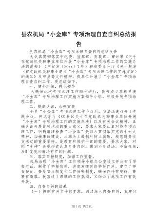 县农机局“小金库”专项治理自查自纠总结报告 