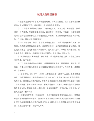 试用人员转正评语 