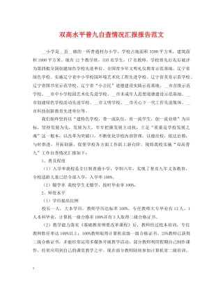 双高水平普九自查情况汇报报告范文 