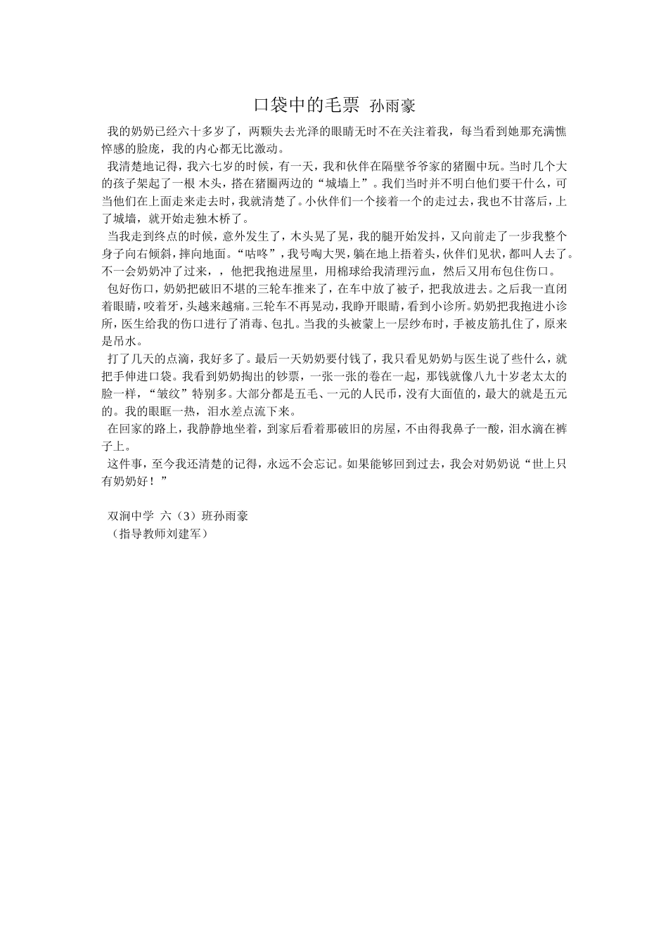 口袋中的毛票孙雨豪_第1页