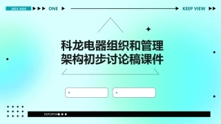 科龙电器组织和管理架构初步讨论稿课件