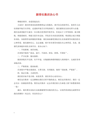 新排长集训决心书 