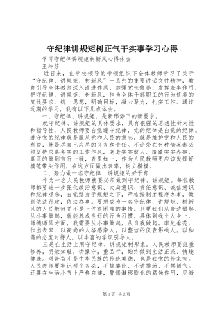 守纪律讲规矩树正气干实事学习体会
