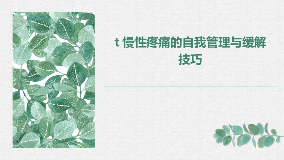 慢性疼痛的自我管理与缓解技巧_第1页