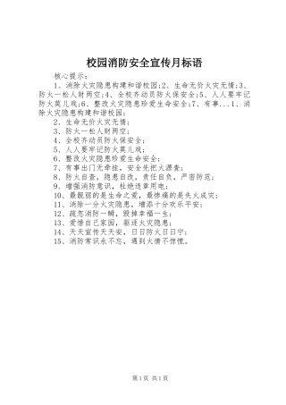 校园消防安全宣传月标语