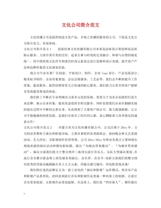 文化公司简介范文 