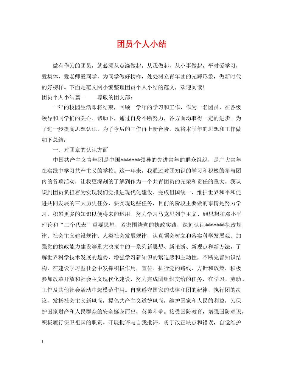 团员个人小结 _第1页